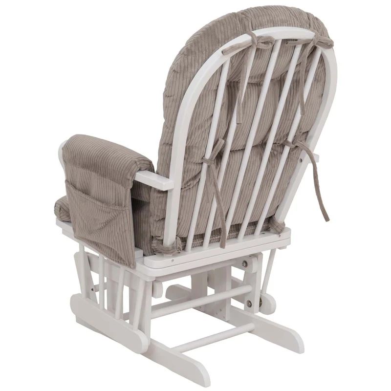 Fauteuil relax à bascule avec repose-pieds tissu velours côtelé gris clair structure blanche 04_0009666