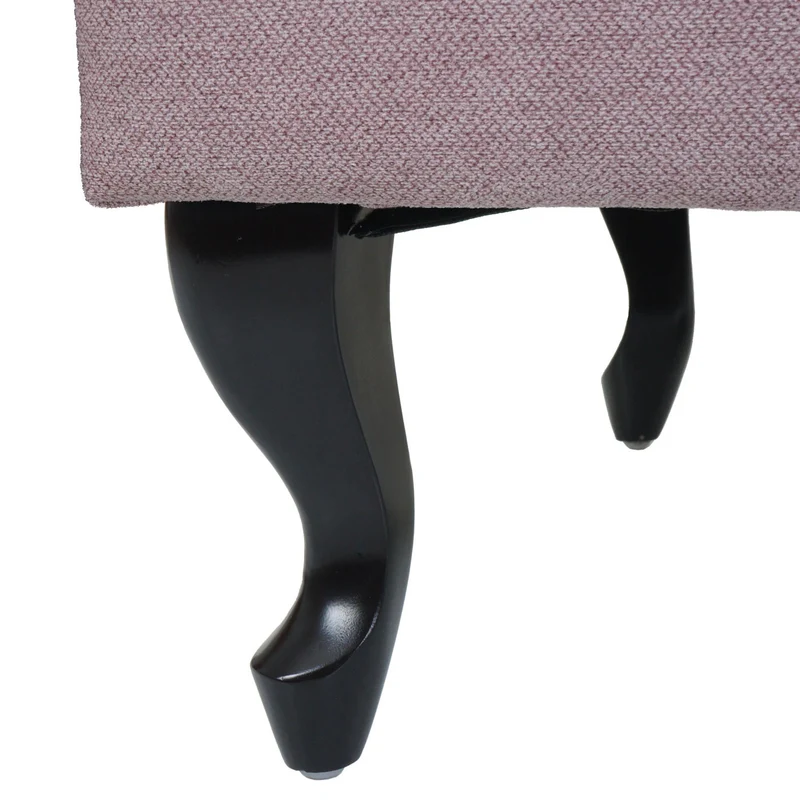 Pouf ottoman Chesterfield avec capitonnage repose-pieds design baroque assise rembourrée tissu déperlant rose clair structure bois 04_0009701