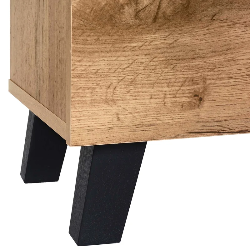 Commode design avec portes effet palette meuble de rangement bois 4 étagères style moderne naturel 88x80x34 cm 04_0010158