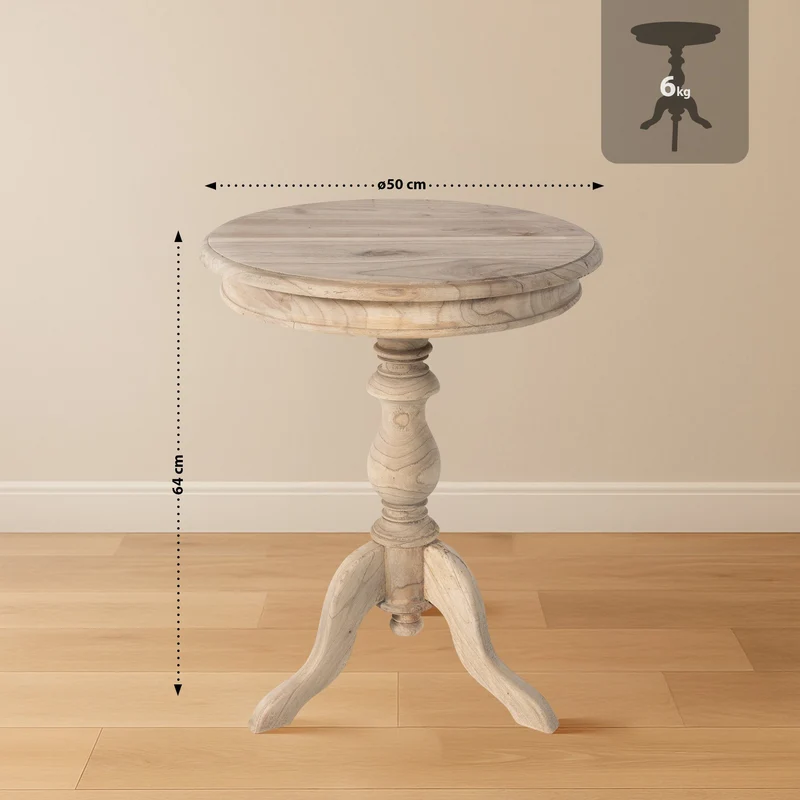 Table d’appoint ronde en bois de mindi massif 64 × 50 cm 10_0009137