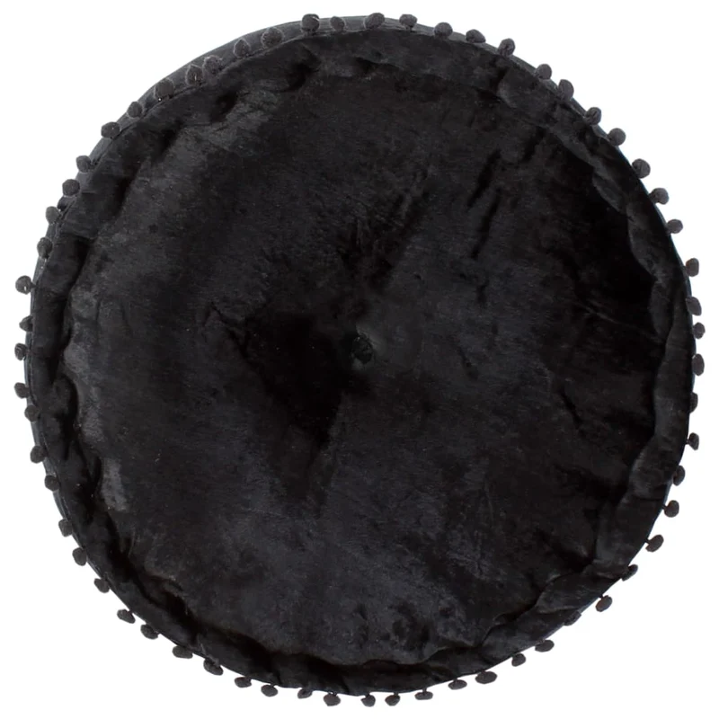 Pouf tabouret repose-pied ottoman rond 40 x 20 cm en velours anthracite DEC030023