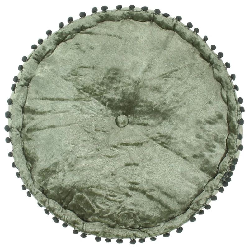 Pouf tabouret repose-pied ottoman rond 40 x 20 cm velours vert DEC030029