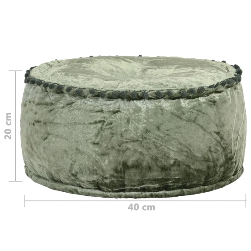 Pouf tabouret repose-pied ottoman rond 40 x 20 cm velours vert DEC030029