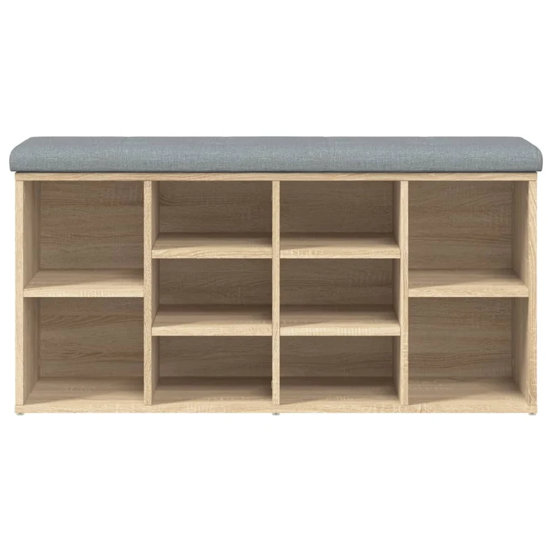 Banc de rangement à chaussures couleur chêne 102 x 32 x 50 cm bois d'ingénierie brun DEC024885