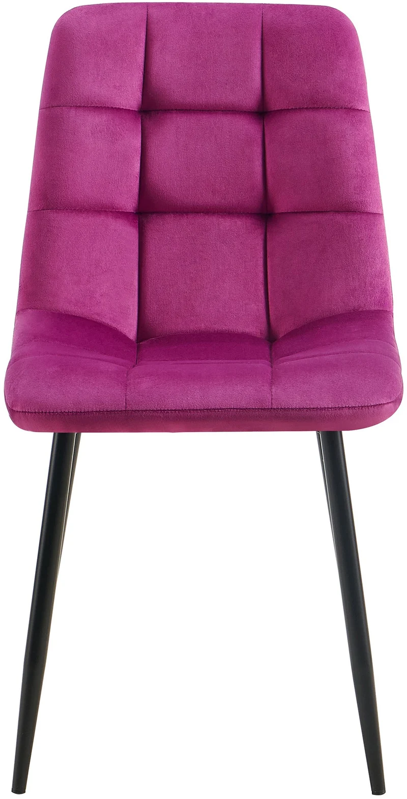 Lot de 4 chaises de salle à manger coutures forme carrées en tissu velours violet pieds en métal noir 10_0001797