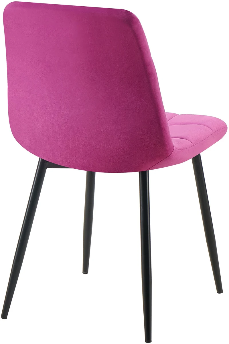 Lot de 4 chaises de salle à manger coutures forme carrées en tissu velours violet pieds en métal noir 10_0001797