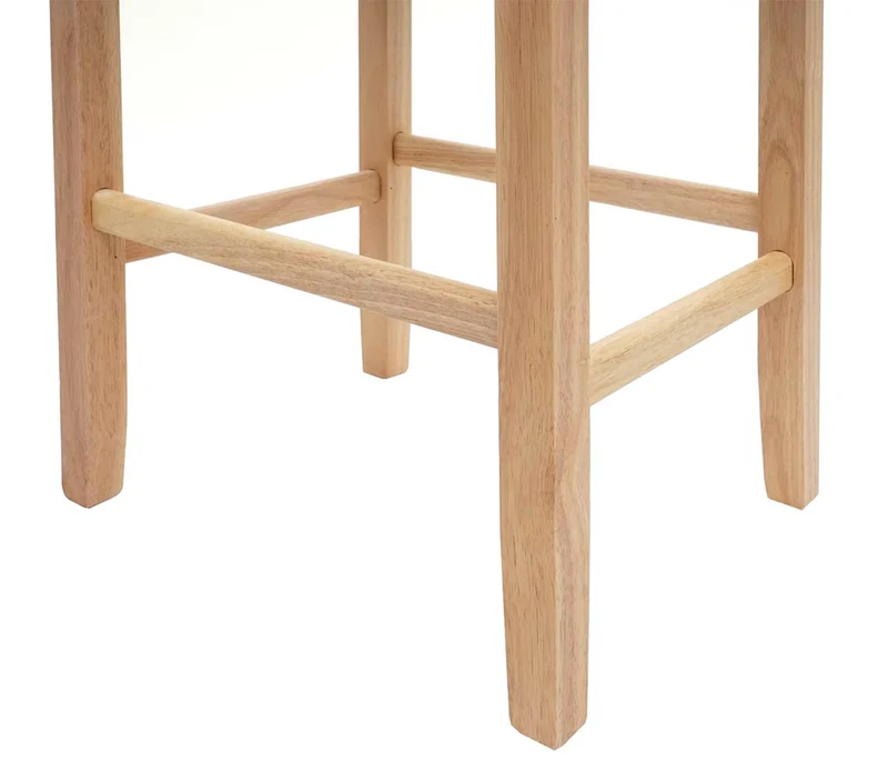 Tabouret de bar chaise comptoir x1 assise en PVC rouge-marron pieds en bois clairs 04_0008583