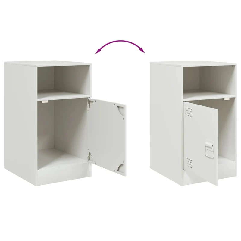Table de chevet avec compartiment avec porte 34,5 x 39 x 62 cm acier blanc DEC033294