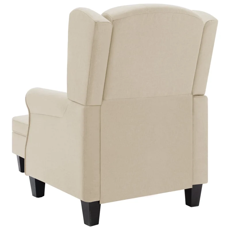Fauteuil lounge design moderne confortable avec repose-pieds en tissu crème DEC026831
