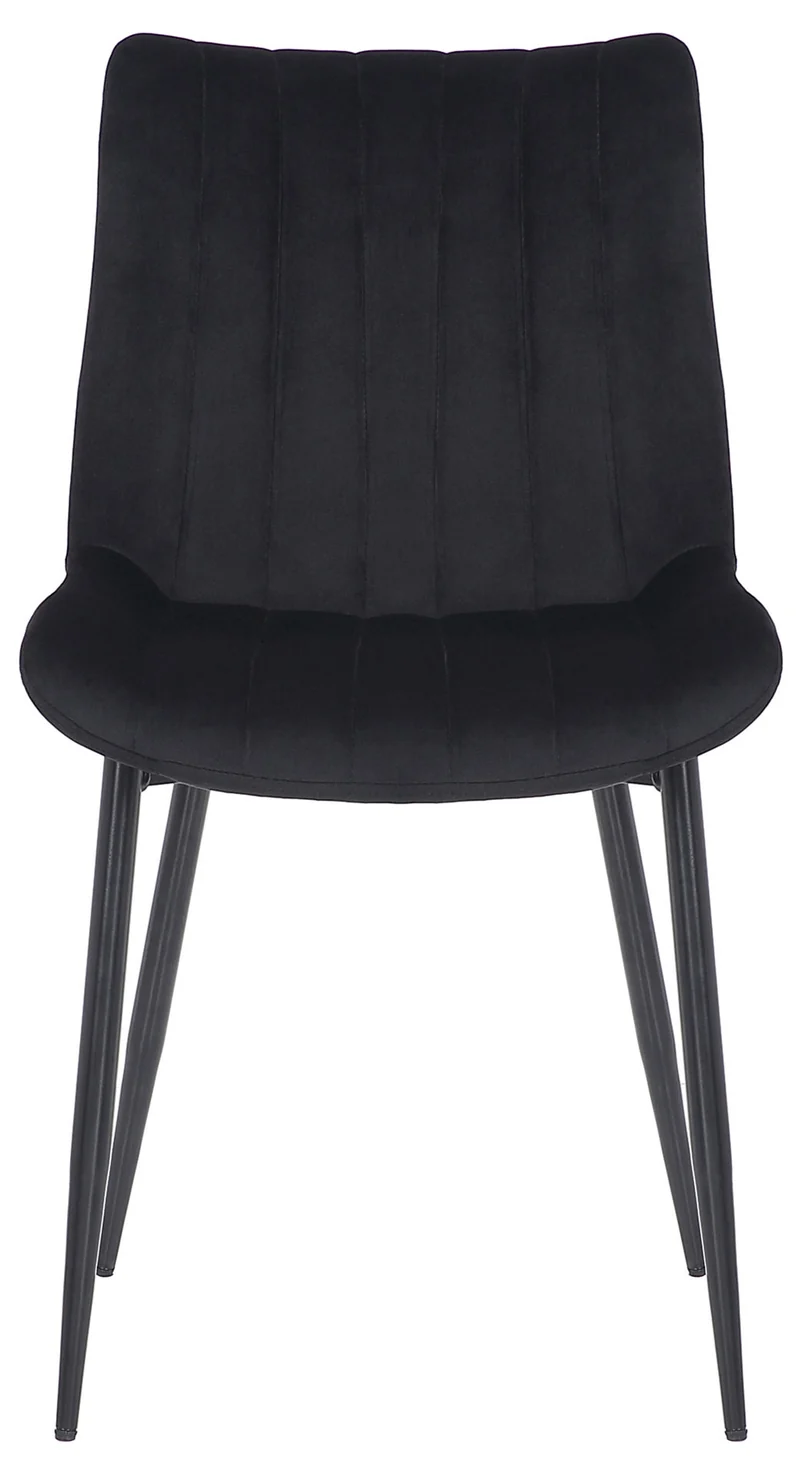 Lot de 2 chaises de salle à manger coutures décoratives verticales avec pieds en métal noir assise en velours noir 10_0001742