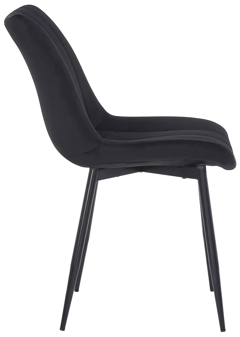 Lot de 2 chaises de salle à manger coutures décoratives verticales avec pieds en métal noir assise en velours noir 10_0001742