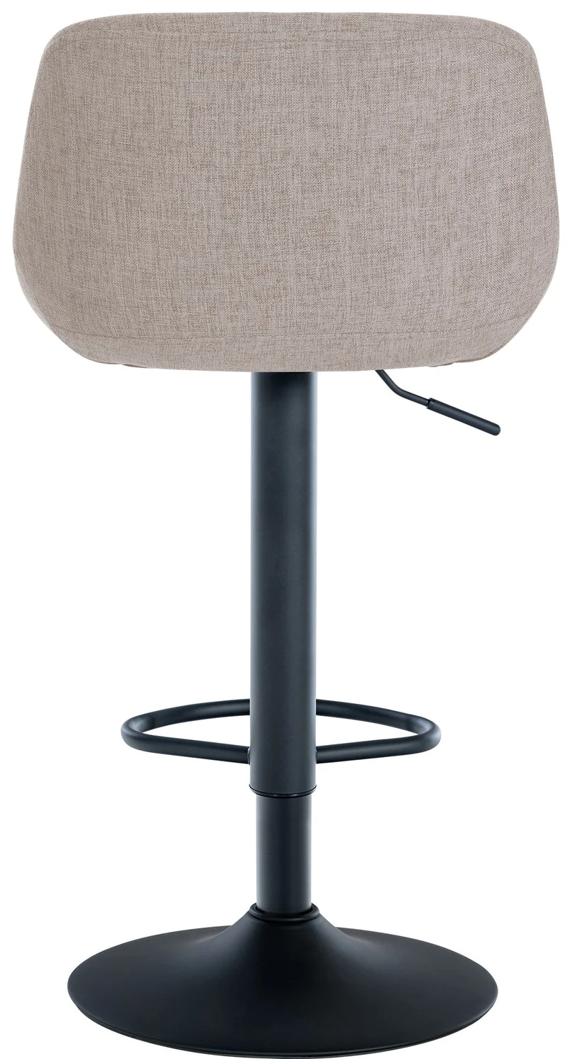 Tabouret de bar x1 rotation à 360°en tissu taupe pieds en trompette métal noir 10_0006077