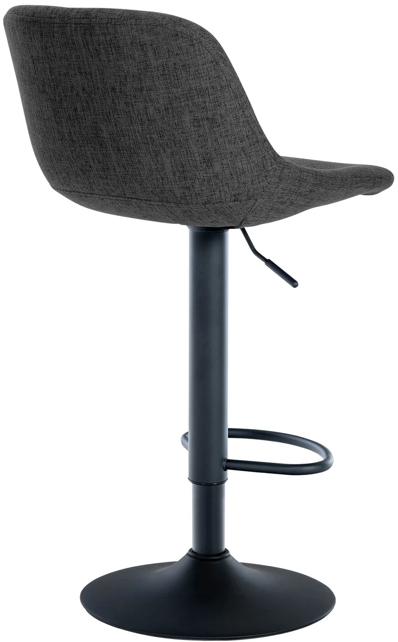 Tabouret de bar x1 rotation à 360°en tissu noir pieds en trompette métal noir 10_0005941