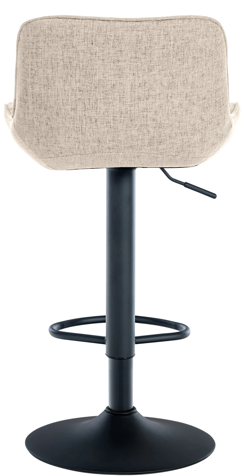 Tabouret de bar x1 assise avec coutures décoratives losange en tissu taupe et pieds en métal noir 10_0005230