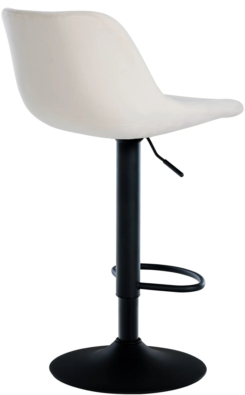Lot de 2 tabourets de bar rotation à 360°en velours crème pieds en trompette métal noir 10_0006764