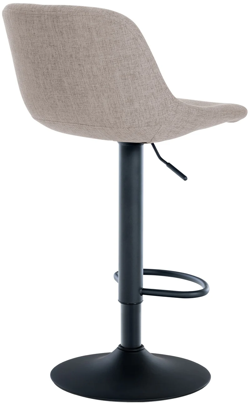 Lot de 2 tabourets de bar rotation à 360°en tissu taupe pieds en trompette métal noir 10_0006449
