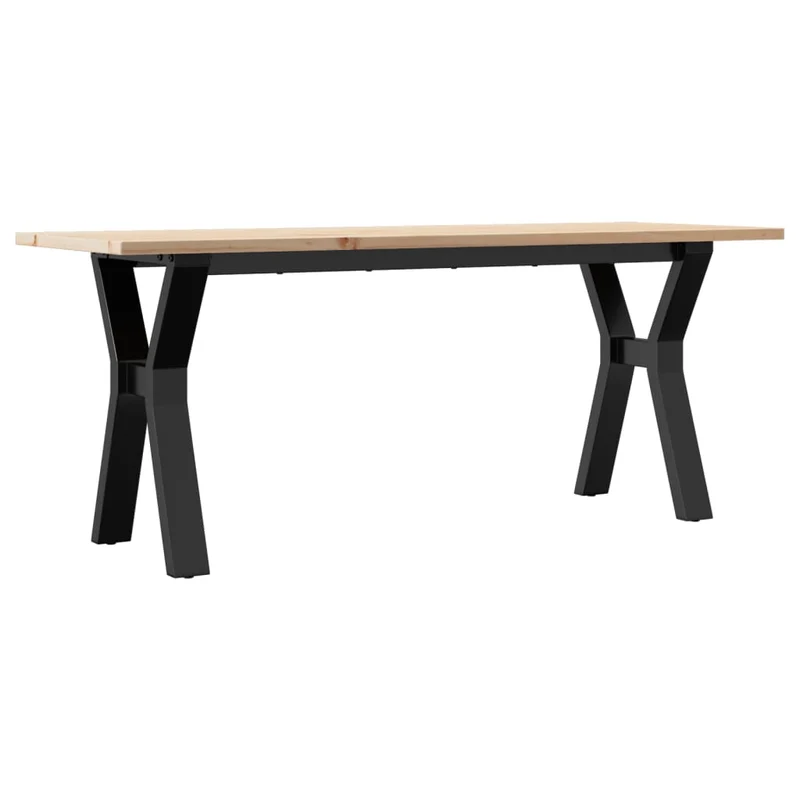 Table basse rectangulaire style industriel cadre en Y 110 x 40 x 45 cm bois de pin et acier DEC036279
