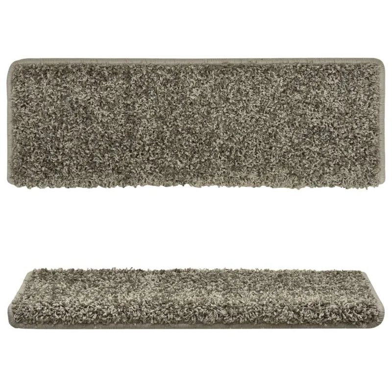 Tapis d'escalier 15 pièces 65x25 cm Gris DEC023818