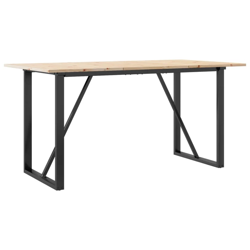 Table de salle à manger design industriel 160 x 80 x 75 cm bois de pin massif et acier DEC036784