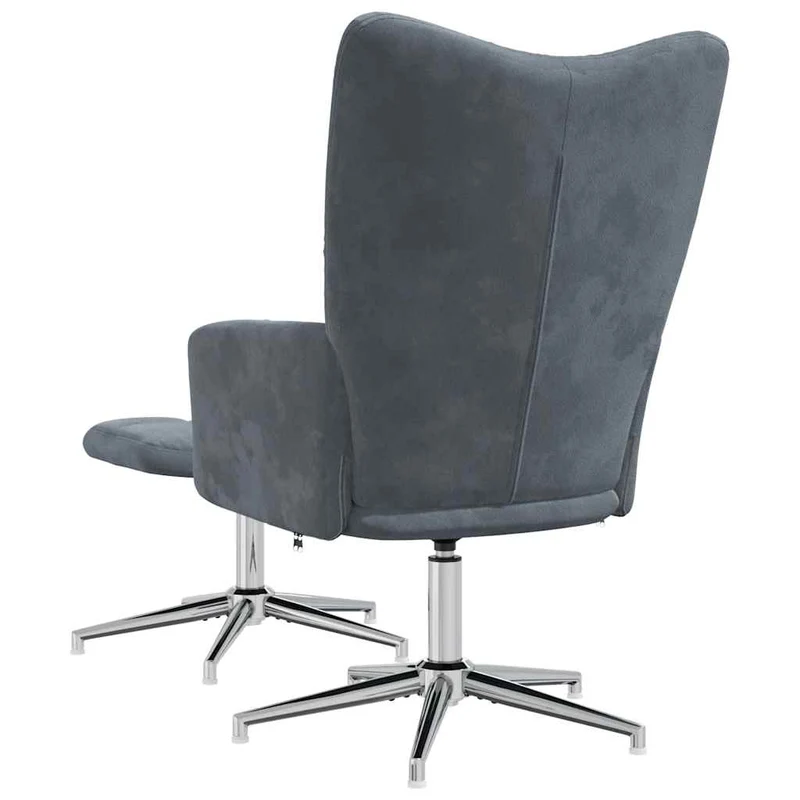 Fauteuil lounge chaise de canapé design moderne avec repose-pied en velours gris foncé DEC026593