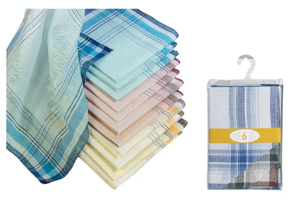 Lot de 6 / 12 / 24 Mouchoirs tissu lavable - 40cm x 40cm - 100% COTON - UNISEXE