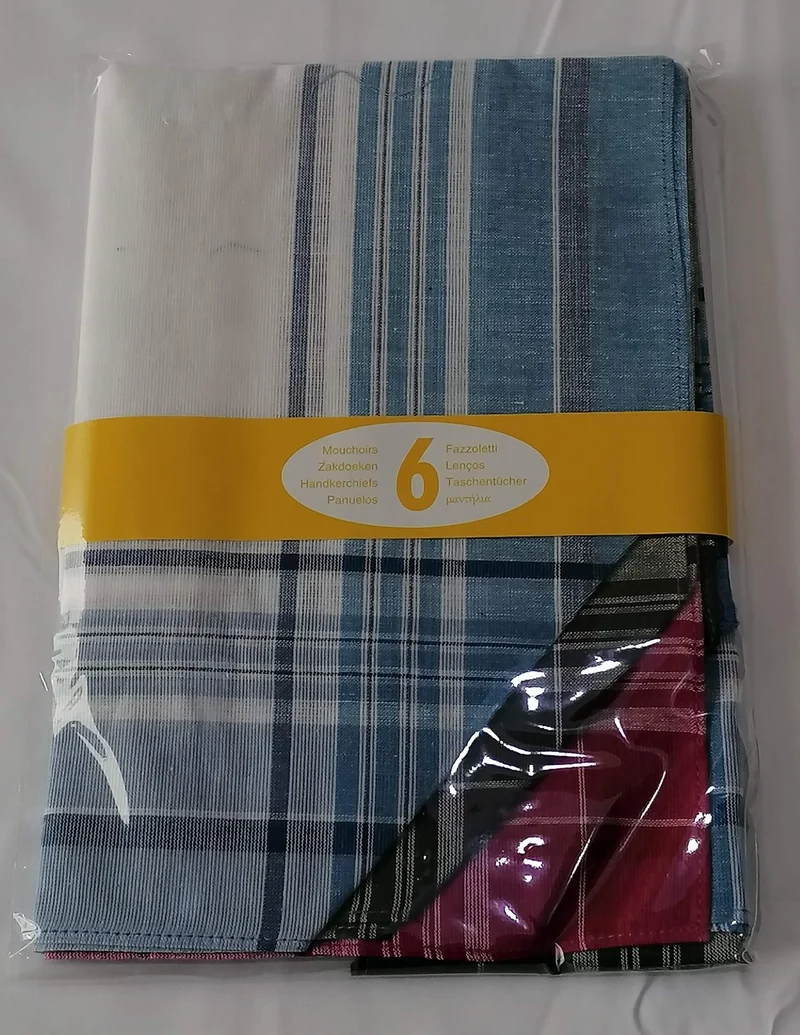 Lot de 6 / 12 / 24 Mouchoirs tissu lavable - 40cm x 40cm - 100% COTON - UNISEXE