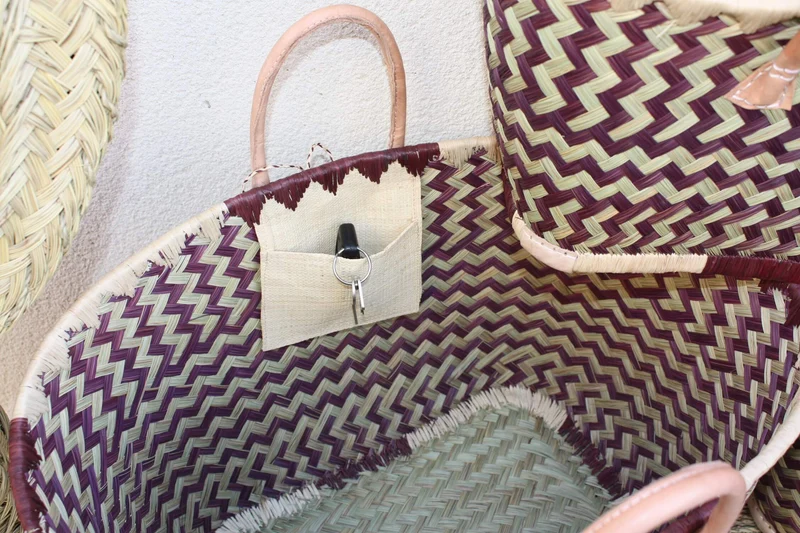 Superbe Panier sac cabas - Smoke & Naturel - 3 TAILLES - tressé main Madagascar - idéal courses, marchés, plage ... raphia