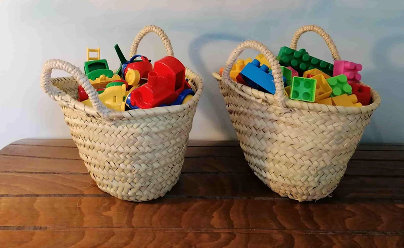 Beau Petit panier pour enfant - tressé en feuille de palmier - couffin sac corbeille décoration rangement jouet