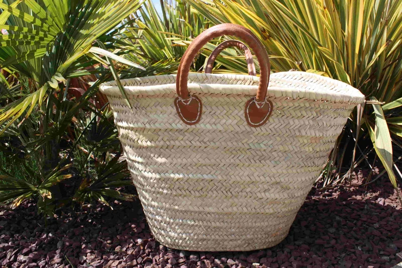 GRAND Panier Sac Cabas en palmier naturel - IDEAL marchés courses plages - paille osier rotin