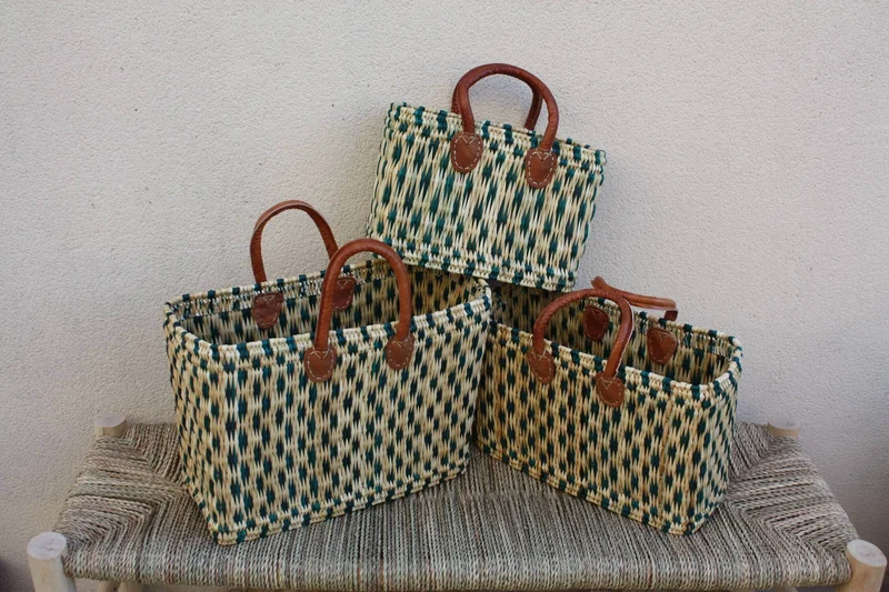 Panier en Osier Souple - 3 tailles - Grand sac & cabas XXL !!! Pour courses, marchés, plage ... rotin jonc tressé