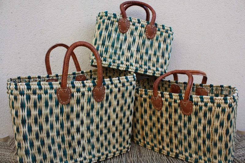 Panier en Osier Souple - 3 tailles - Grand sac & cabas XXL !!! Pour courses, marchés, plage ... rotin jonc tressé