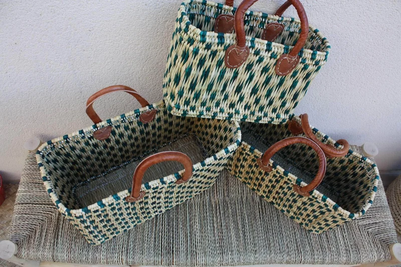 Panier en Osier Souple - 3 tailles - Grand sac & cabas XXL !!! Pour courses, marchés, plage ... rotin jonc tressé