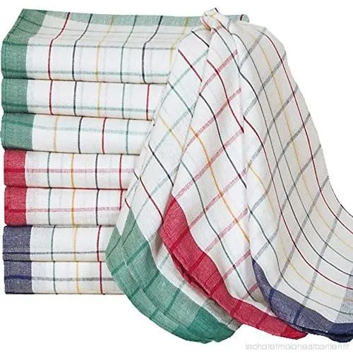 Lot de 10 / 20 / 50 torchons à carreaux - 45 x 70 cm - 100% Coton -