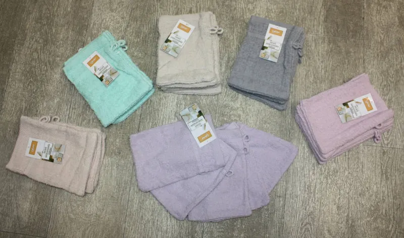 Lot de 5 gants de toilette Premium 100% COTON - 16 x 21 cm - 6 couleurs au choix -