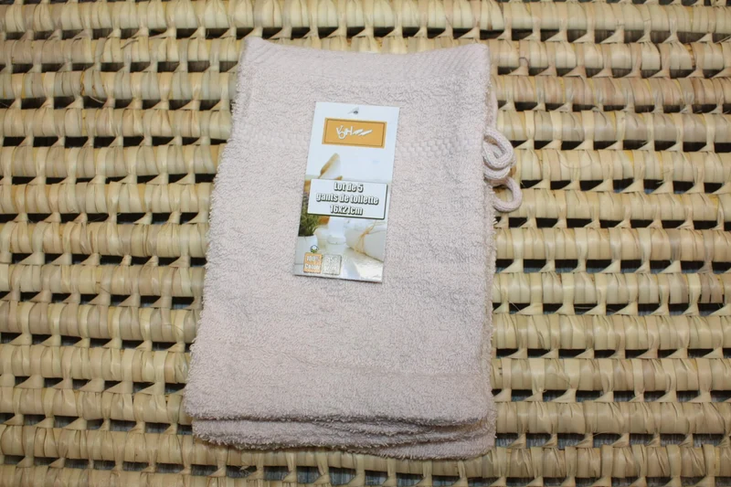 Lot de 5 gants de toilette Premium 100% COTON - 16 x 21 cm - 6 couleurs au choix -