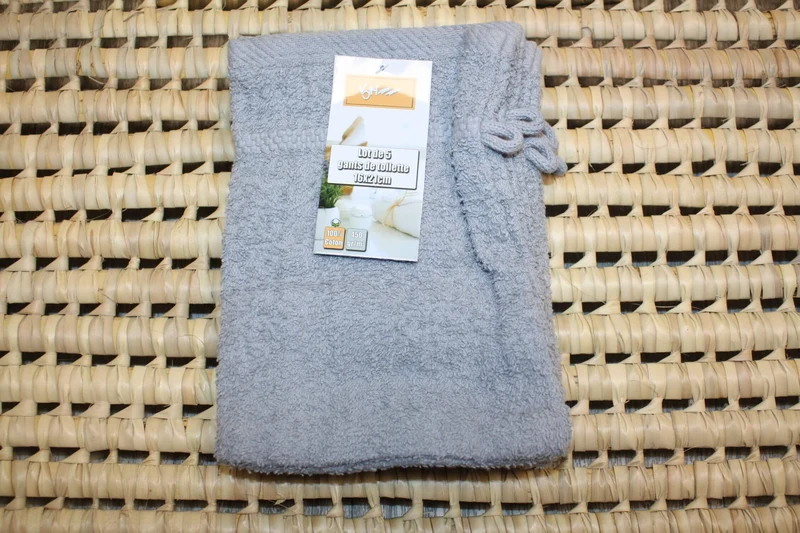 Lot de 5 gants de toilette Premium 100% COTON - 16 x 21 cm - 6 couleurs au choix -