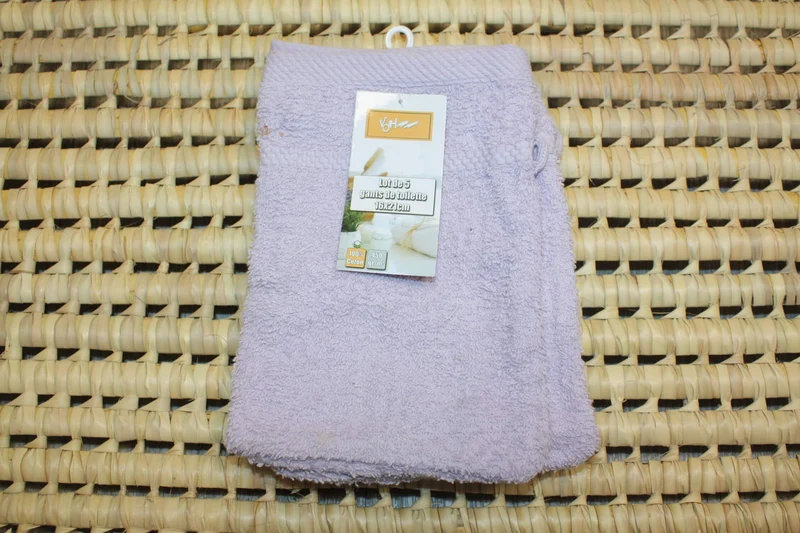 Lot de 5 gants de toilette Premium 100% COTON - 16 x 21 cm - 6 couleurs au choix -