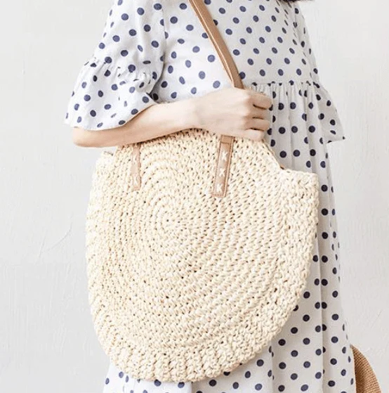 Sac de plage tissé beige