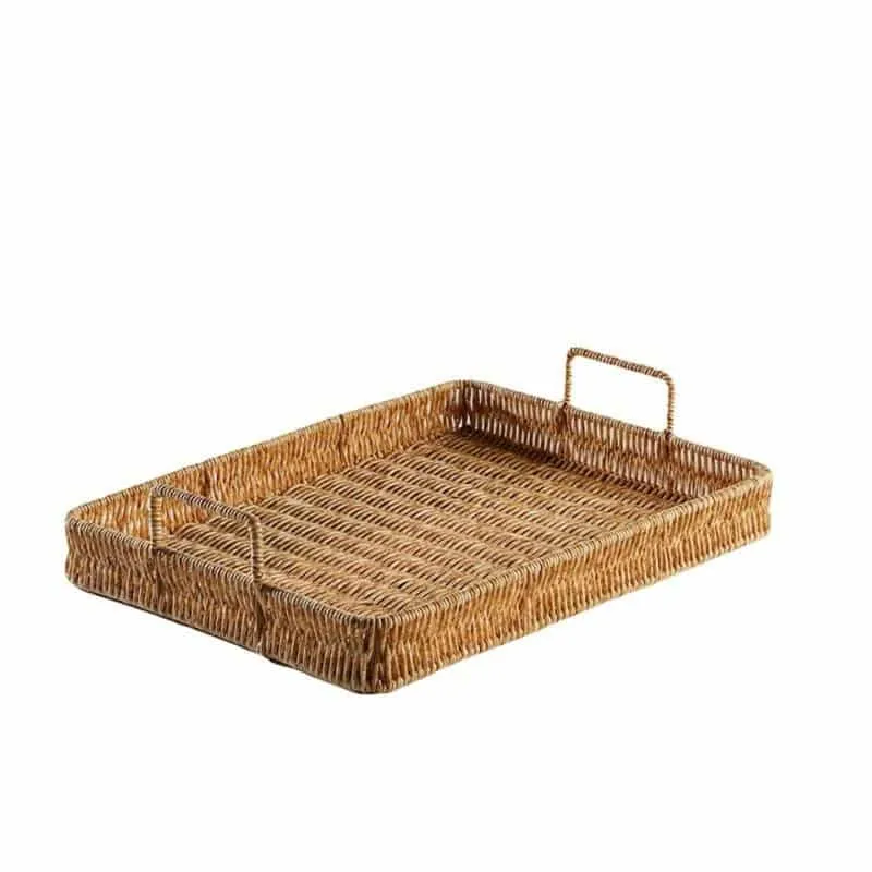Plateau de rangement en imitation rotin