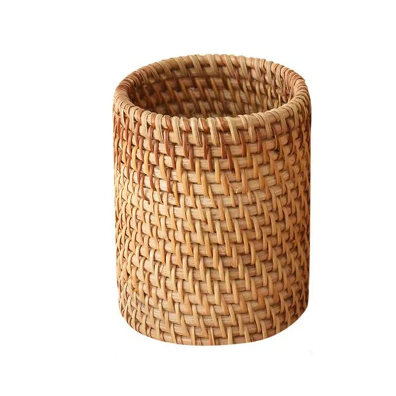 Corbeille de rangement ronde en rotin
