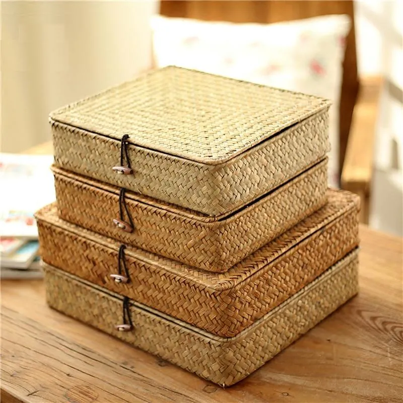 Malle plate en rotin naturel clair