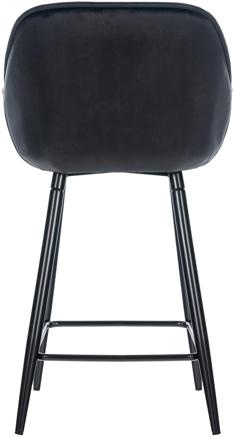 Lot de 2 tabourets de bar chaises hautes assise effet capitonnée en velours noir et métal noir 10_0004162