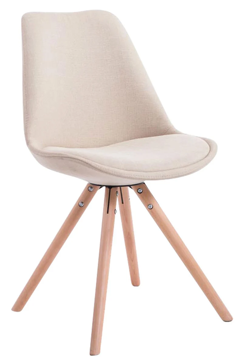 4 chaises de salle à manger style scandinave en tissu crème pieds rond en bois clair CDS10347