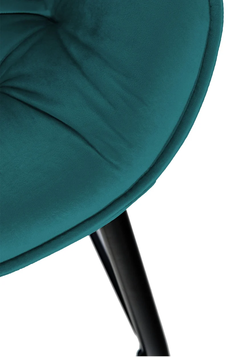 Tabouret de bar chaise haute x1 assise effet capitonnée en velours vert foncé et métal noir 10_0004886