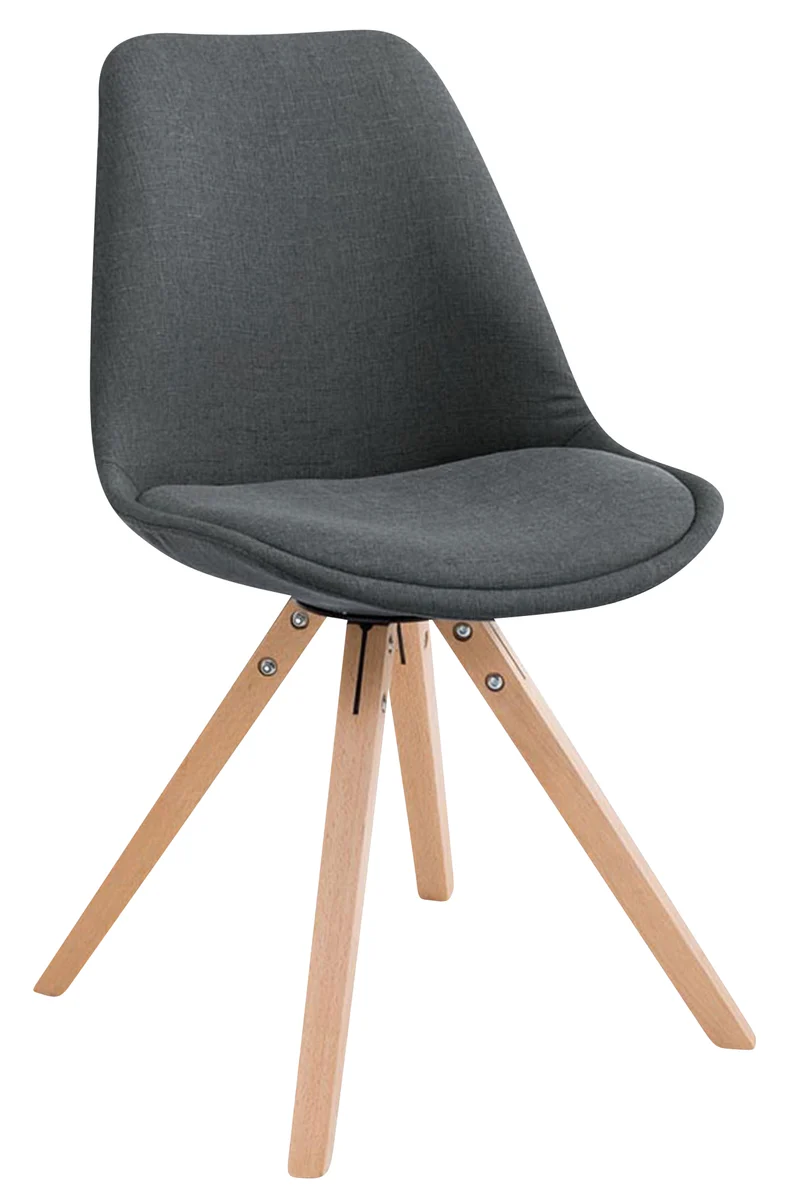 Lot de 4 chaises de salle à manger design scandinave en tissu gris foncé et pieds en bois clair forme carré 10_0003203