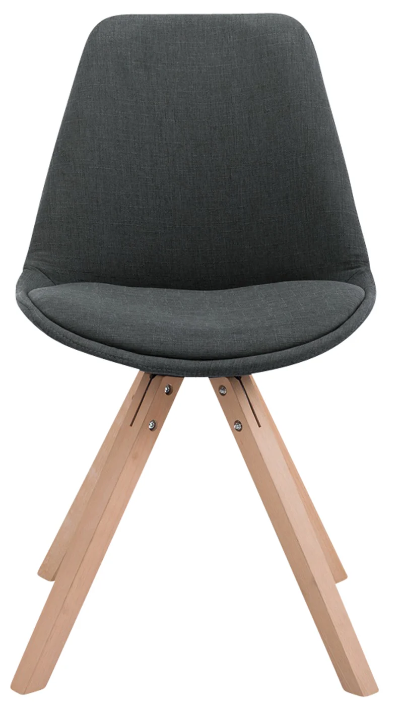 Lot de 4 chaises de salle à manger design scandinave en tissu gris foncé et pieds en bois clair forme carré 10_0003203