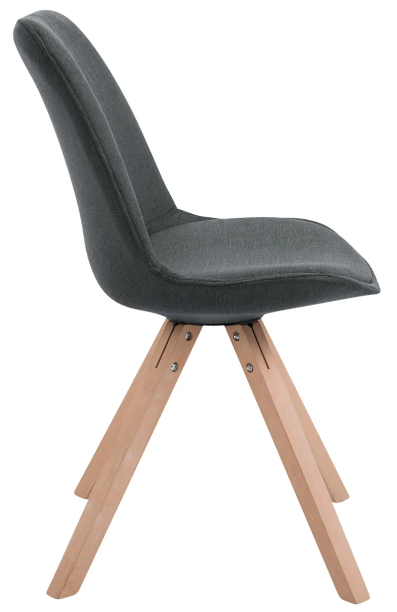 Lot de 4 chaises de salle à manger design scandinave en tissu gris foncé et pieds en bois clair forme carré 10_0003203
