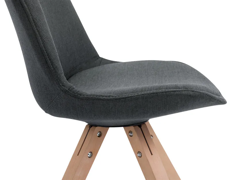 Lot de 4 chaises de salle à manger design scandinave en tissu gris foncé et pieds en bois clair forme carré 10_0003203