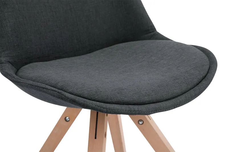 Lot de 4 chaises de salle à manger design scandinave en tissu gris foncé et pieds en bois clair forme carré 10_0003203