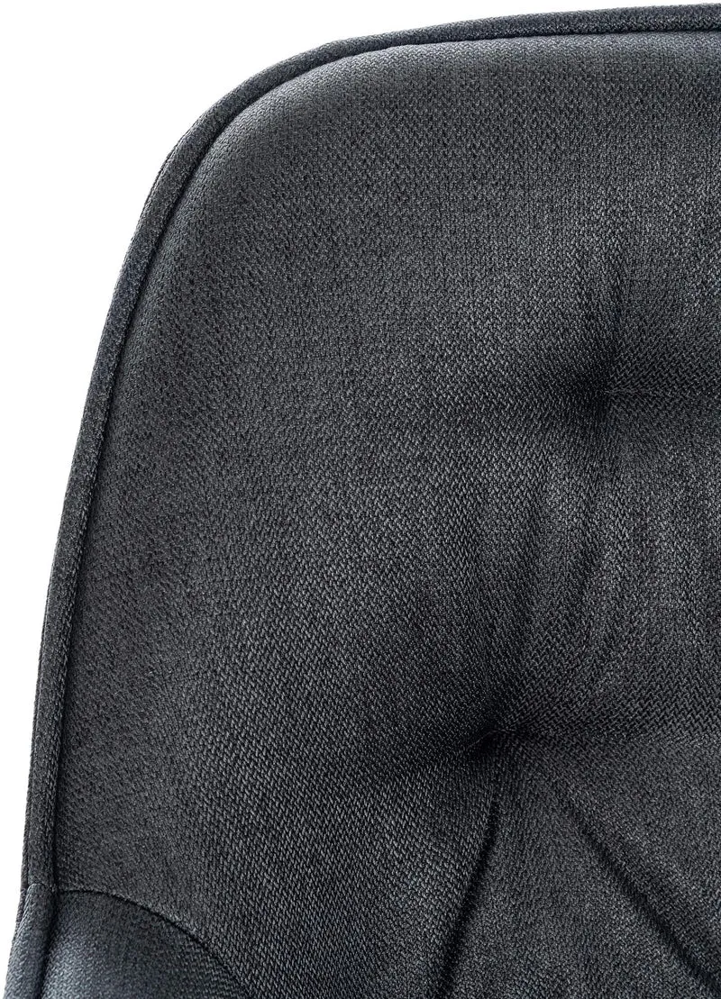 Lot de 2 tabourets de bar chaises hautes assise effet capitonnée en tissu gris foncé et métal noir 10_0004166
